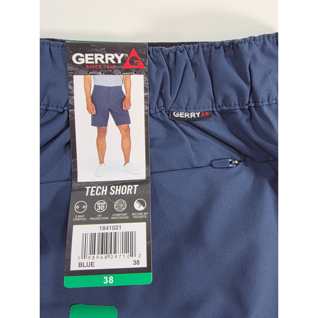 Gerry Tech Shorts Mens 38 Blue Stretch Performance Zip Pocket NWT