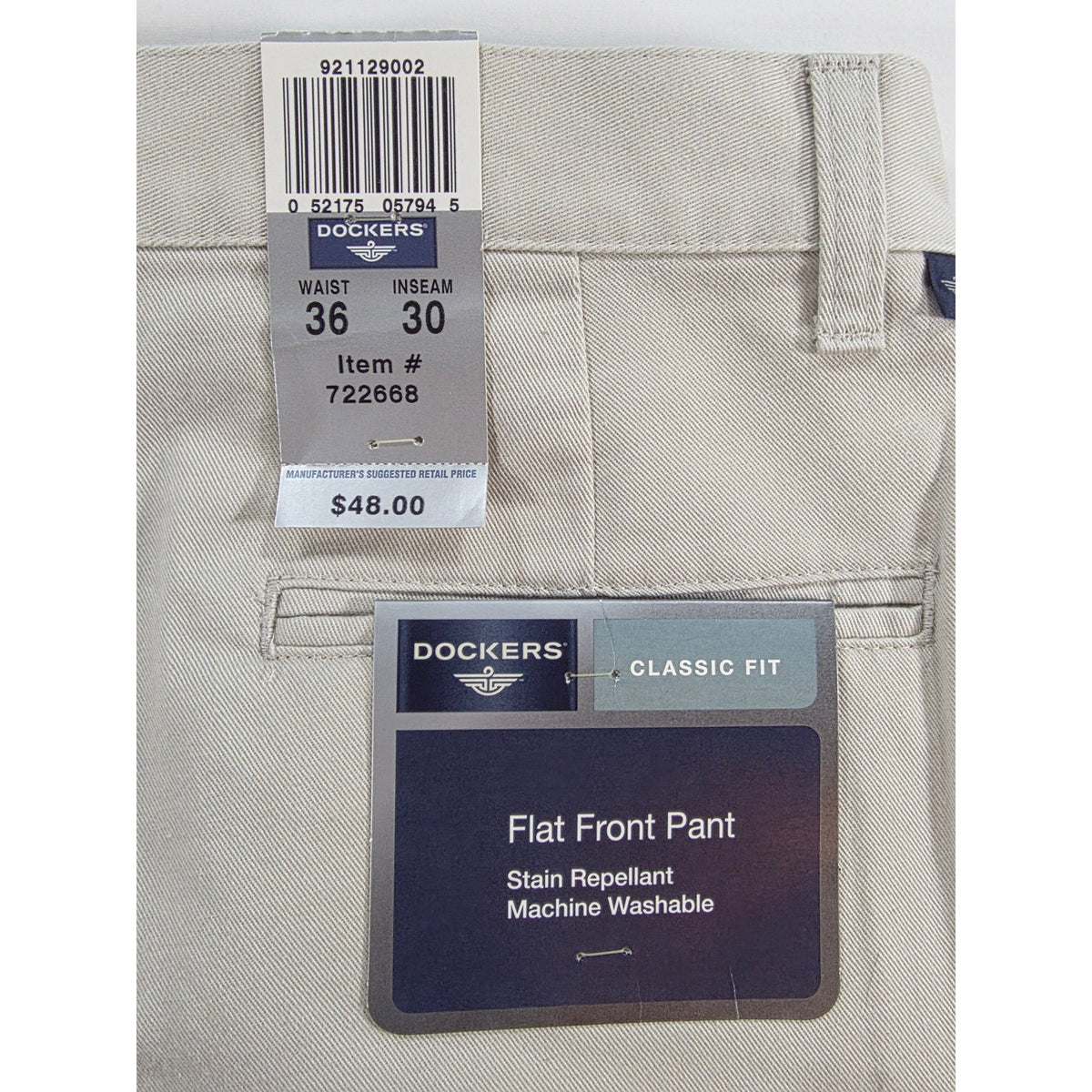 Dockers Khaki Pants Mens 36x30 Classic Fit Flat Front NWT Work Casual