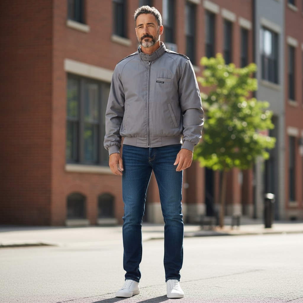 Members Only Jacket Gray Full Zip Lightweight Mens 42