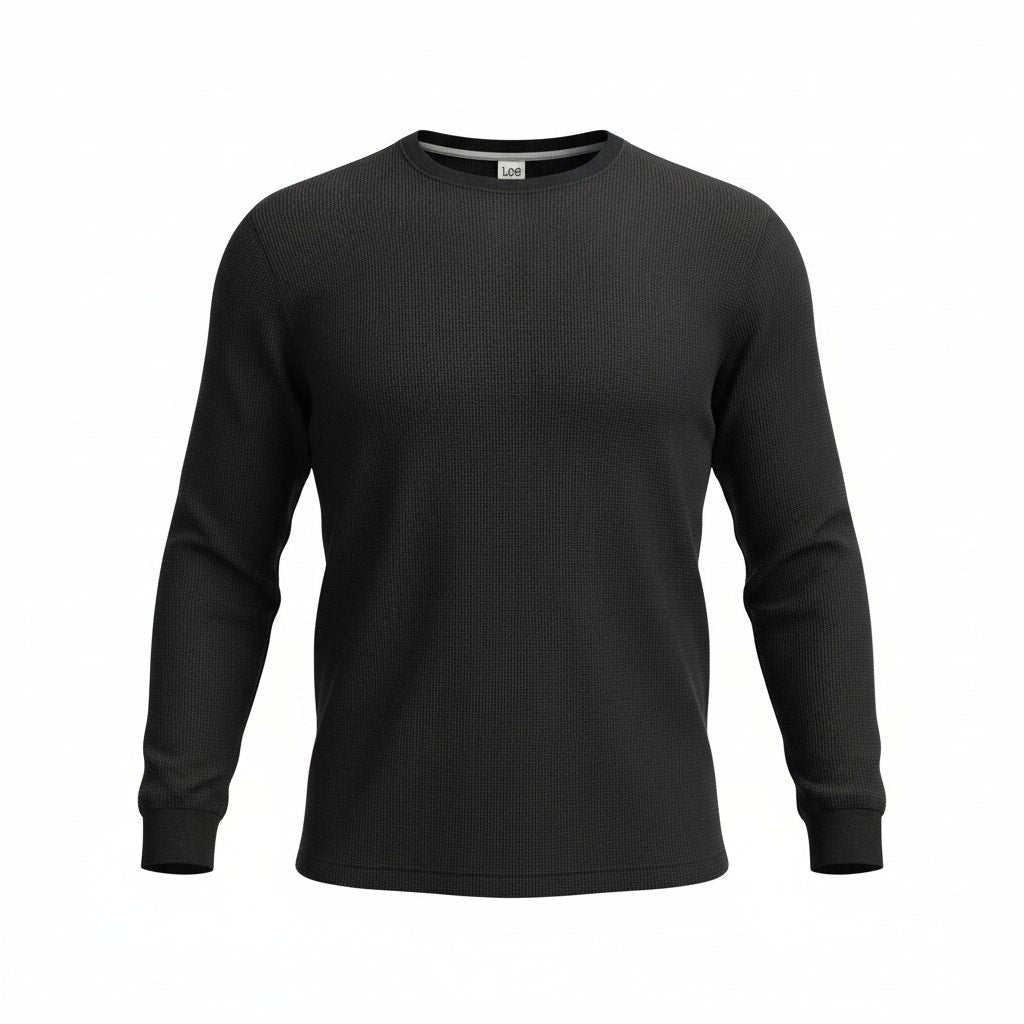 Lee Thermal Shirt Mens 2XL Black Waffle Knit Long Sleeve NWT