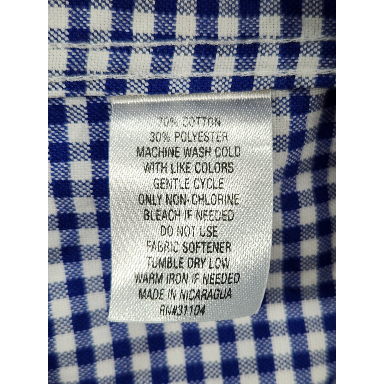 Saddlebred Men's Dress Shirt 17 34/35 Blue White Check Long Sleeve Button Up