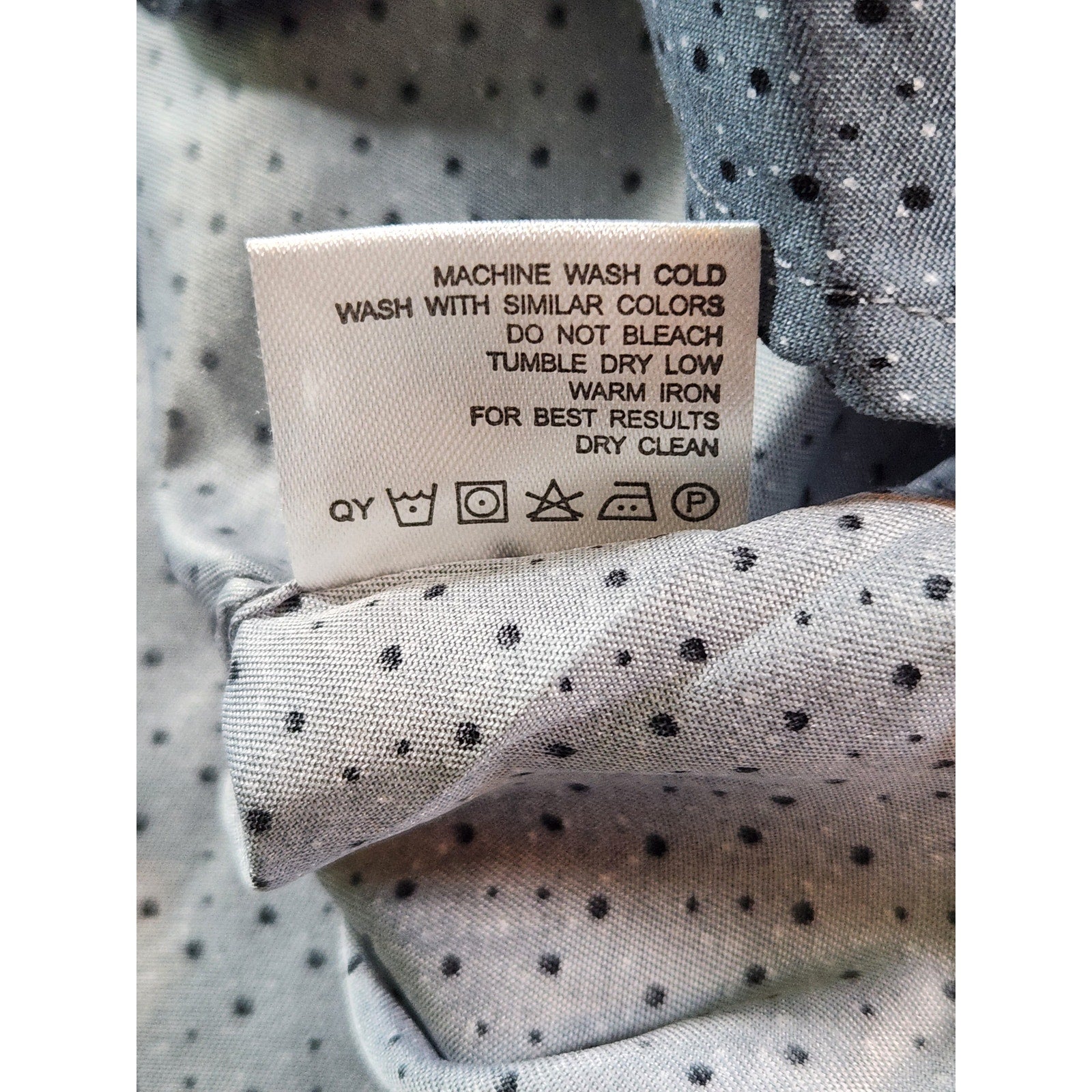 Men's Italy Design Gray Patterned Button Up Shirt Long Sleeve Size L