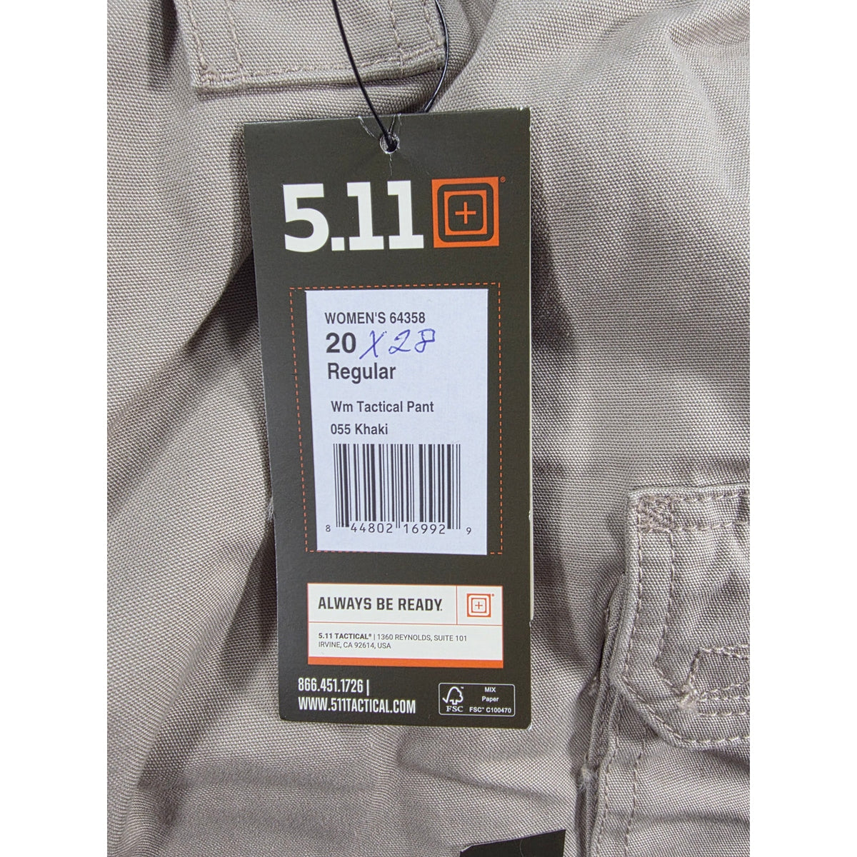5.11 Tactical Womens Khaki Cargo Pants 20R Utility Workwear NWT