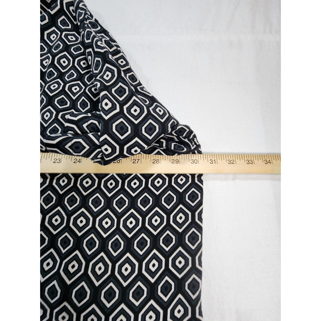 Shaquille O'Neal Men's Black Geometric Print Short Sleeve Button Up Shirt 3XLT