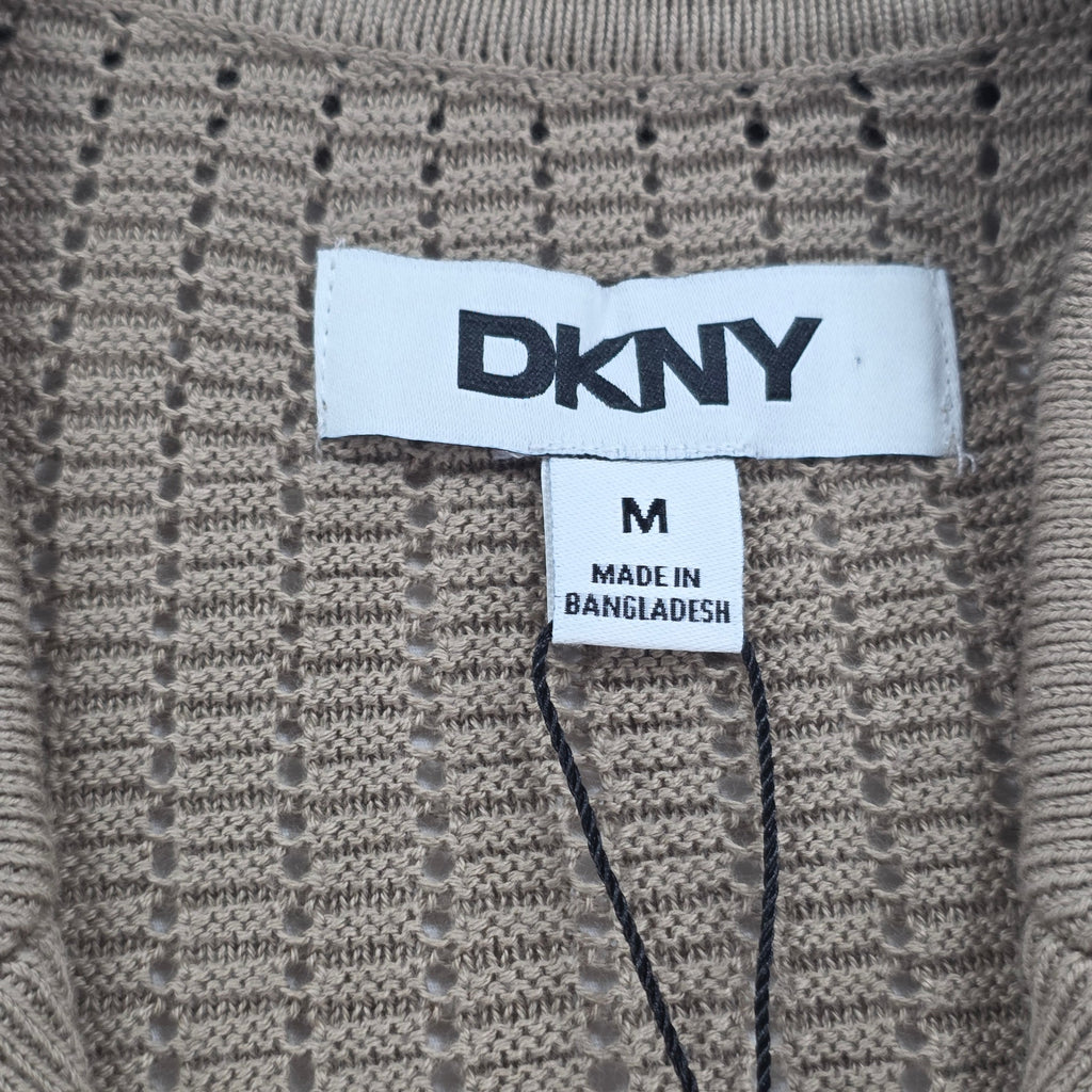 DKNY Men’s Grid Sweater Camp Shirt Cafe Brown NWT Size M