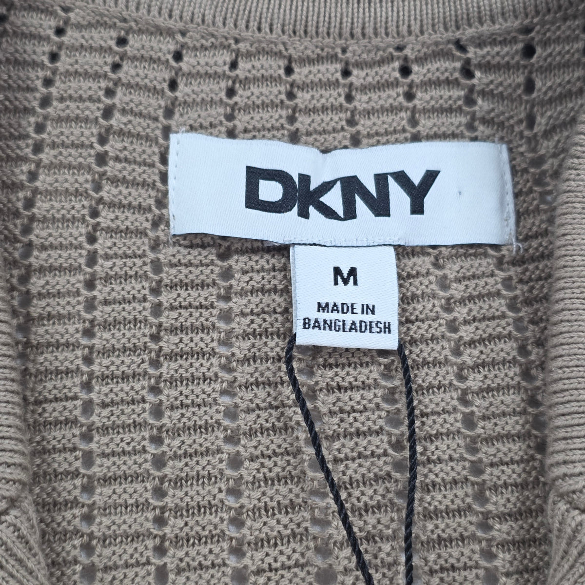 DKNY Men’s Grid Sweater Camp Shirt Cafe Brown NWT Size M