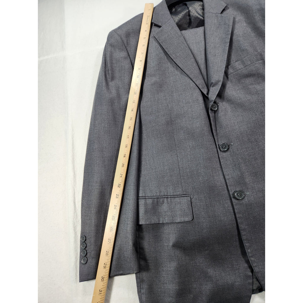 Alex Mishra Men's Gray Two Piece Suit 40L 34L Jacket Pants Patterned