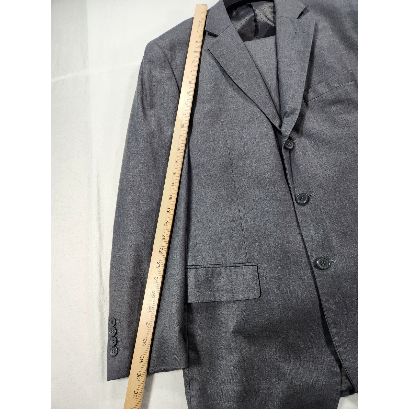 Alex Mishra Men's Gray Two Piece Suit 40L 34L Jacket Pants Patterned