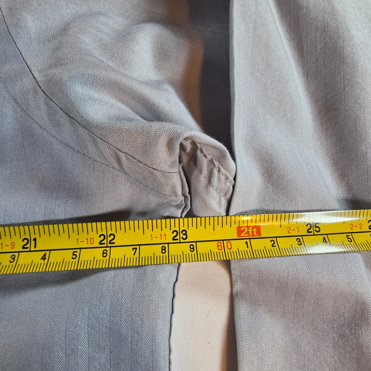 Chaps Mens Gray Herringbone Dress Shirt L 16-16.5 32/33 Wrinkle Free Regular Fit