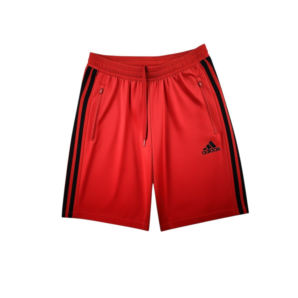 Adidas Men's Red Athletic Shorts Black 3-Stripes Drawstring Size M