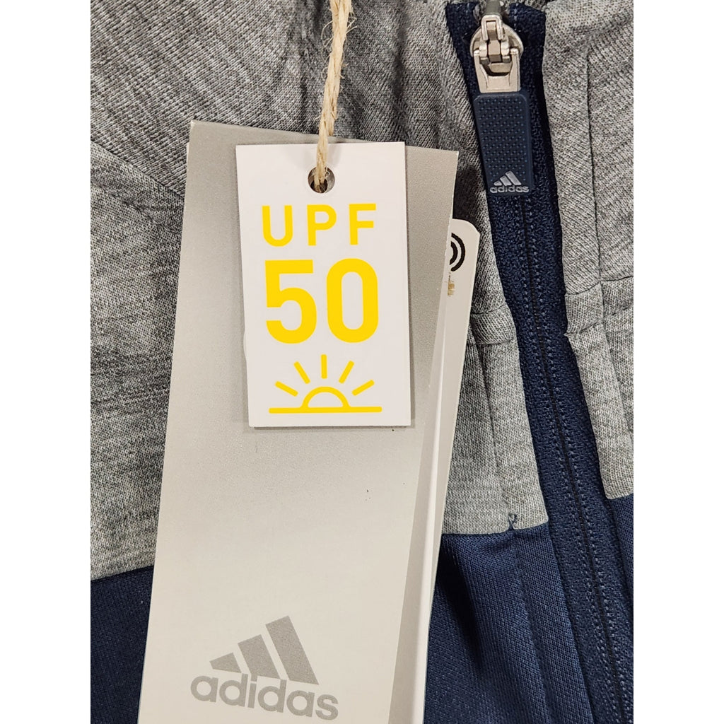Adidas UPF 50 Quarter Zip Pullover Mens XL Blue Gray Golf Athletic Shirt NWT