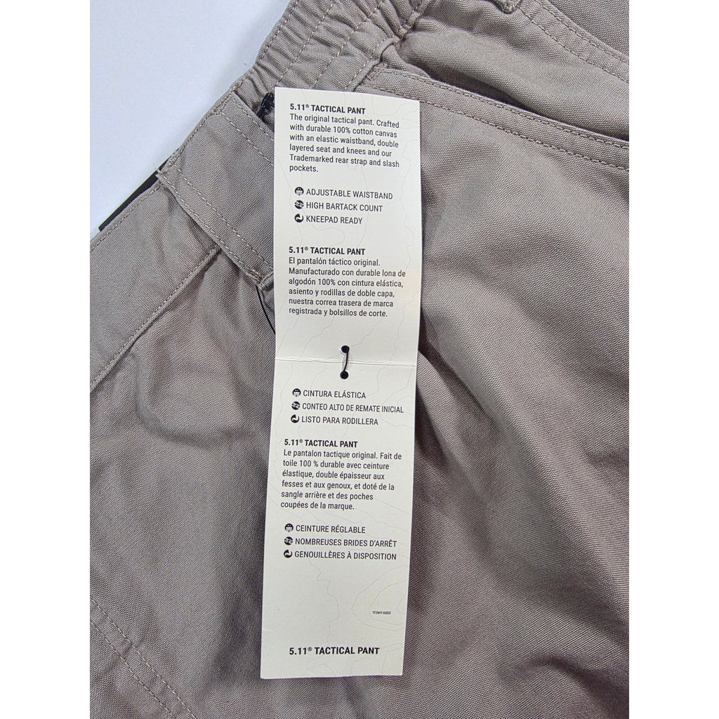 5.11 Tactical 74251 Original Mens 48L Khaki Cotton Cargo Work Pants NWT