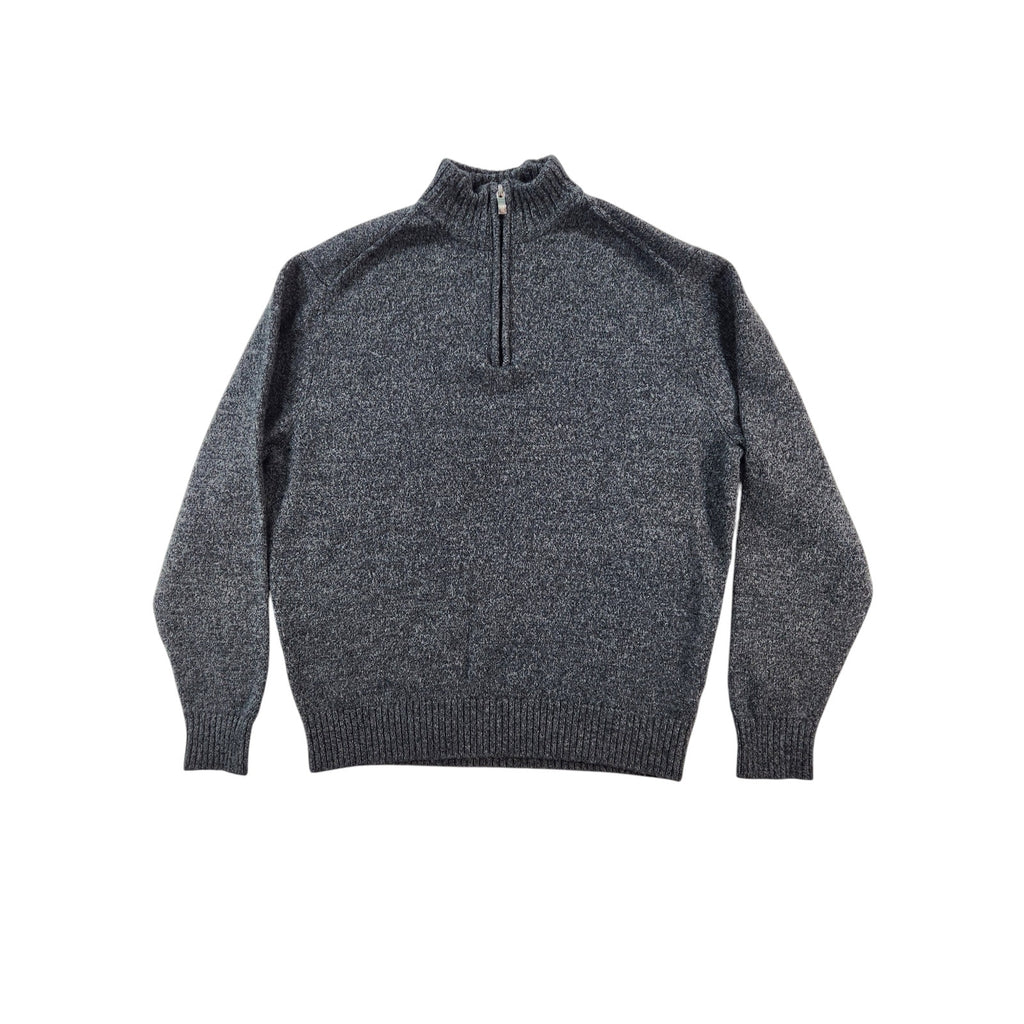 Enzo Mantovani Mens Large Gray 100 Wool Quarter Zip Sweater Pullover Preppy