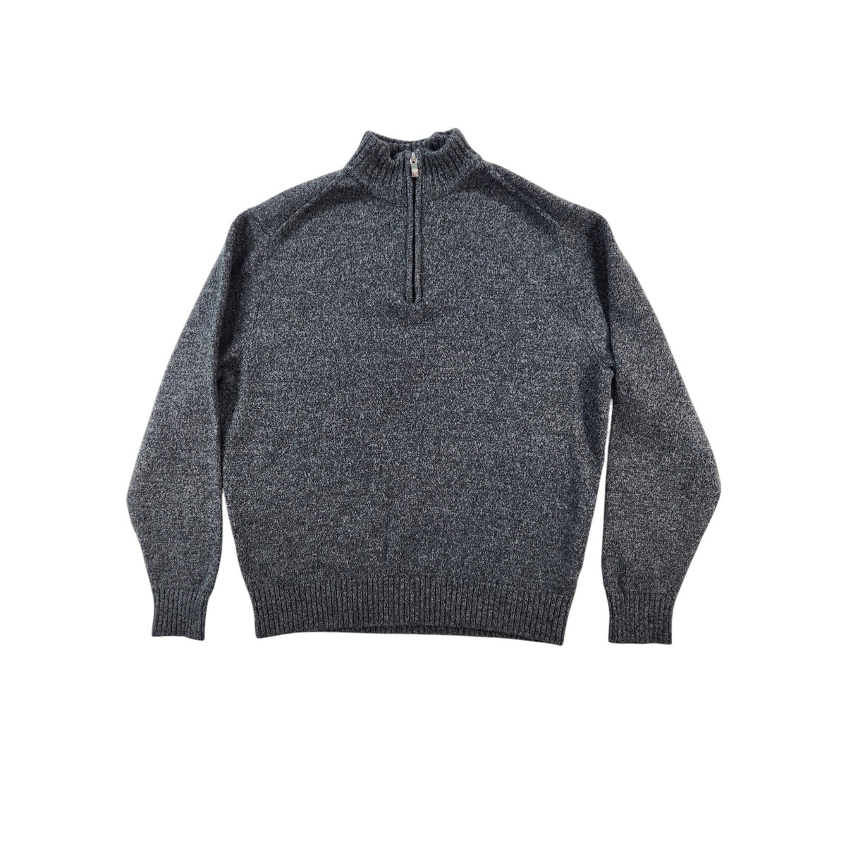 Enzo Mantovani Mens Large Gray 100 Wool Quarter Zip Sweater Pullover Preppy