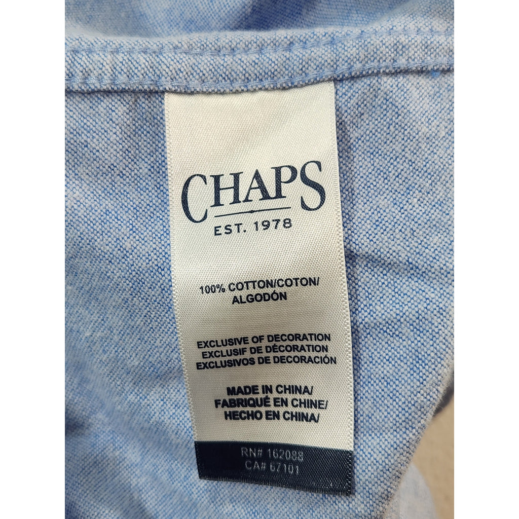 Chaps Men's Button Down Dress Shirt Blue XL Long Sleeve