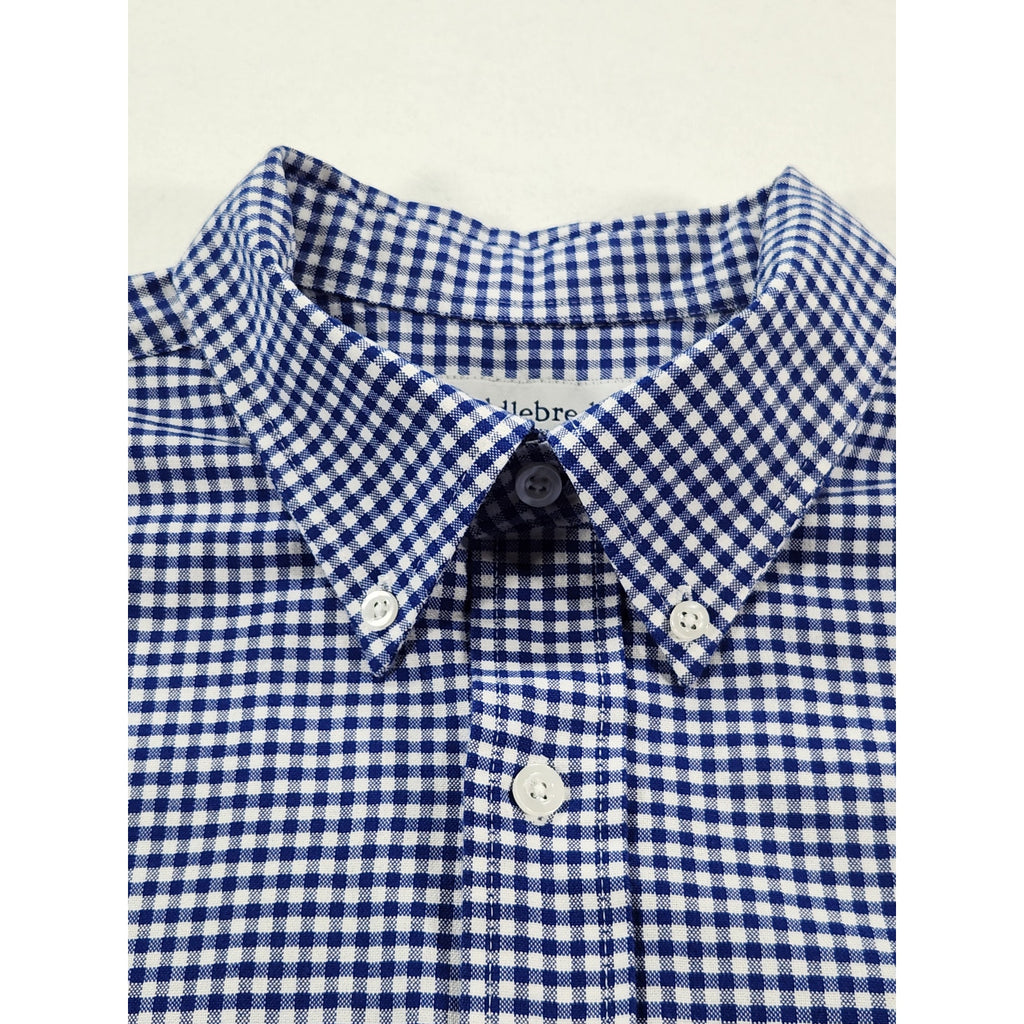 Saddlebred Men's Dress Shirt 17 34/35 Blue White Check Long Sleeve Button Up