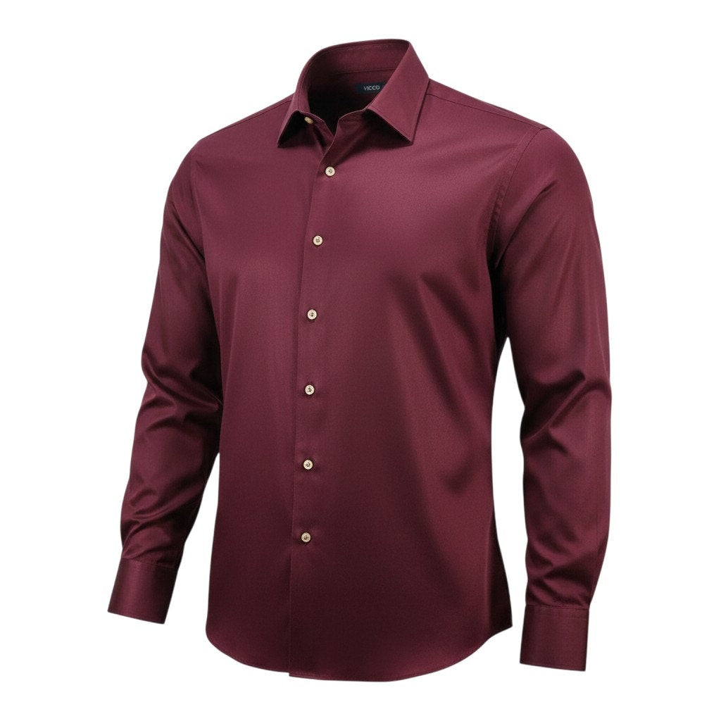 IZOD Easy Care Men's Dress Shirt Burgundy 17 34/35 Long Sleeve