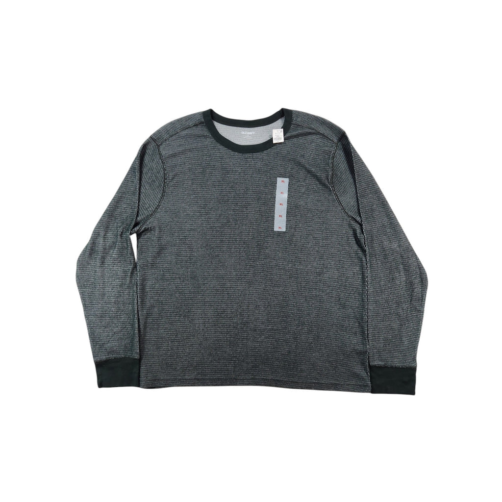 Old Navy Men's XL Gray Black Lightweight Waffle Knit Long Sleeve Shirt NWT