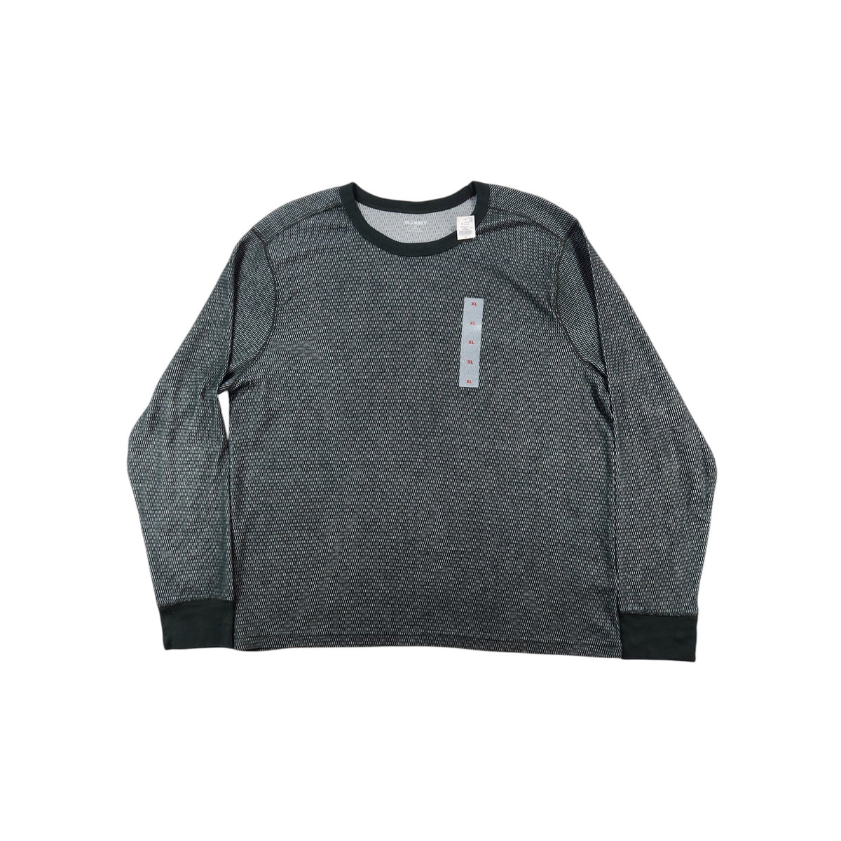 Old Navy Men's XL Gray Black Lightweight Waffle Knit Long Sleeve Shirt NWT