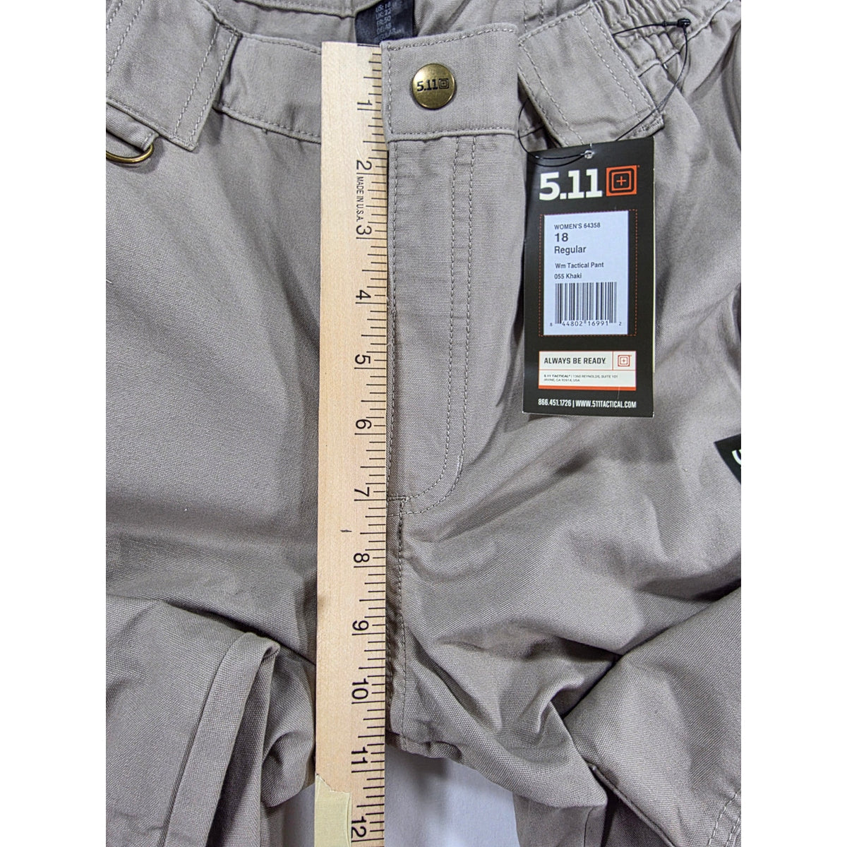 5.11 Tactical Womens 18R Original 64358 Khaki Cotton Canvas Cargo Pants NWT
