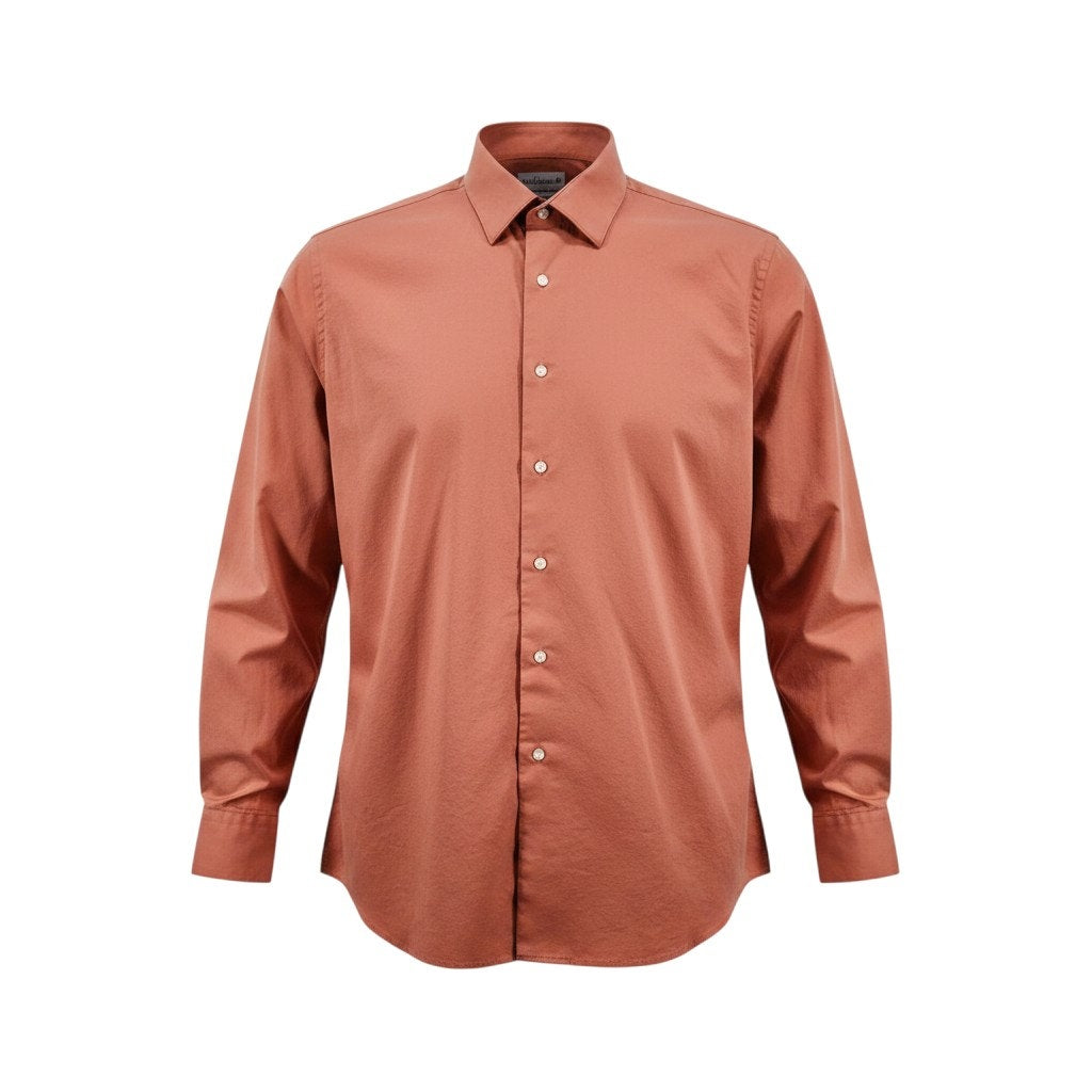 Saddlebred Men's Dress Shirt XL 17 17.5 34/35 Orange Long Sleeve Button Up