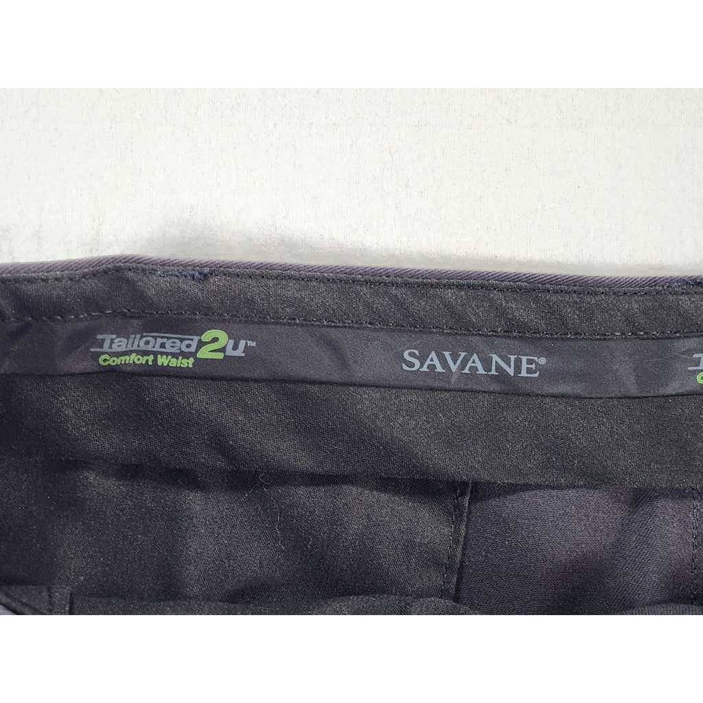 Savane Men's Comfort Waist Black Khaki Pants 36x29