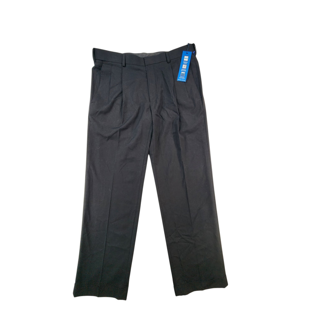 Saddlebred Motion Stretch Men's Pleated Dress Pants Black 34x30 NWT