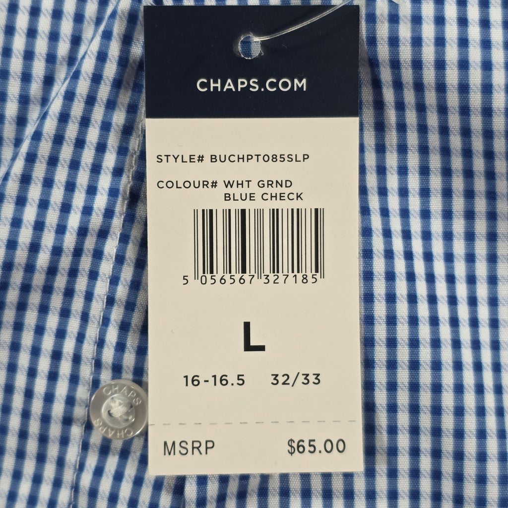 Chaps Ralph Lauren Men’s Blue Gingham Performance Shirt Slim Fit NWT Size L