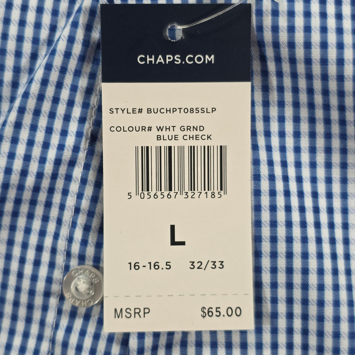 Chaps Ralph Lauren Men’s Blue Gingham Performance Shirt Slim Fit NWT Size L