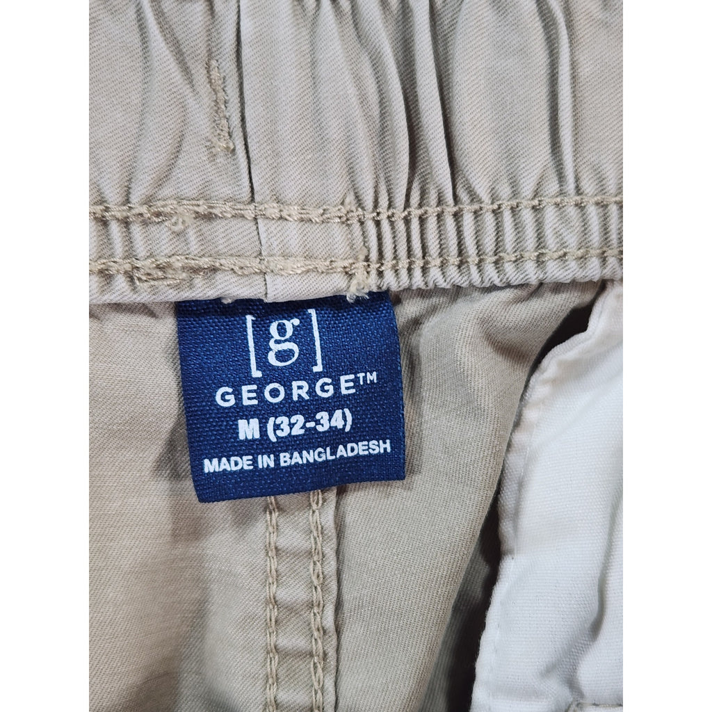 George Men's Cargo Shorts Beige Drawstring Elastic Waist Size M