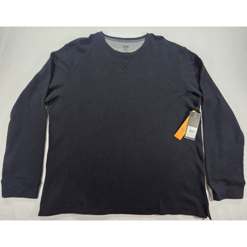 Lee Thermal Shirt Mens 2XL Black Waffle Knit Long Sleeve NWT
