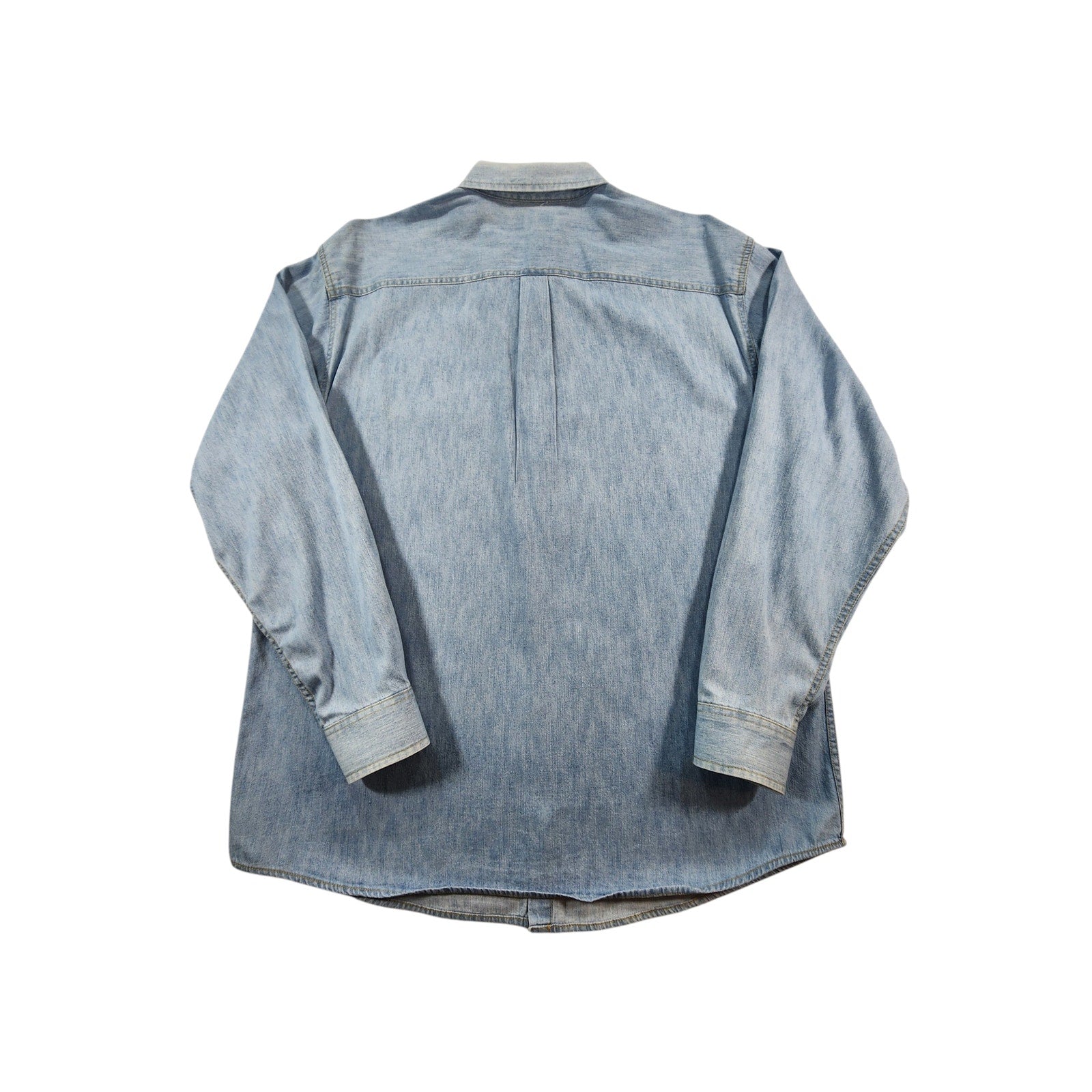 Route 66 Men's Lightweight Denim Button Up Shirt Blue L Long Sleeve