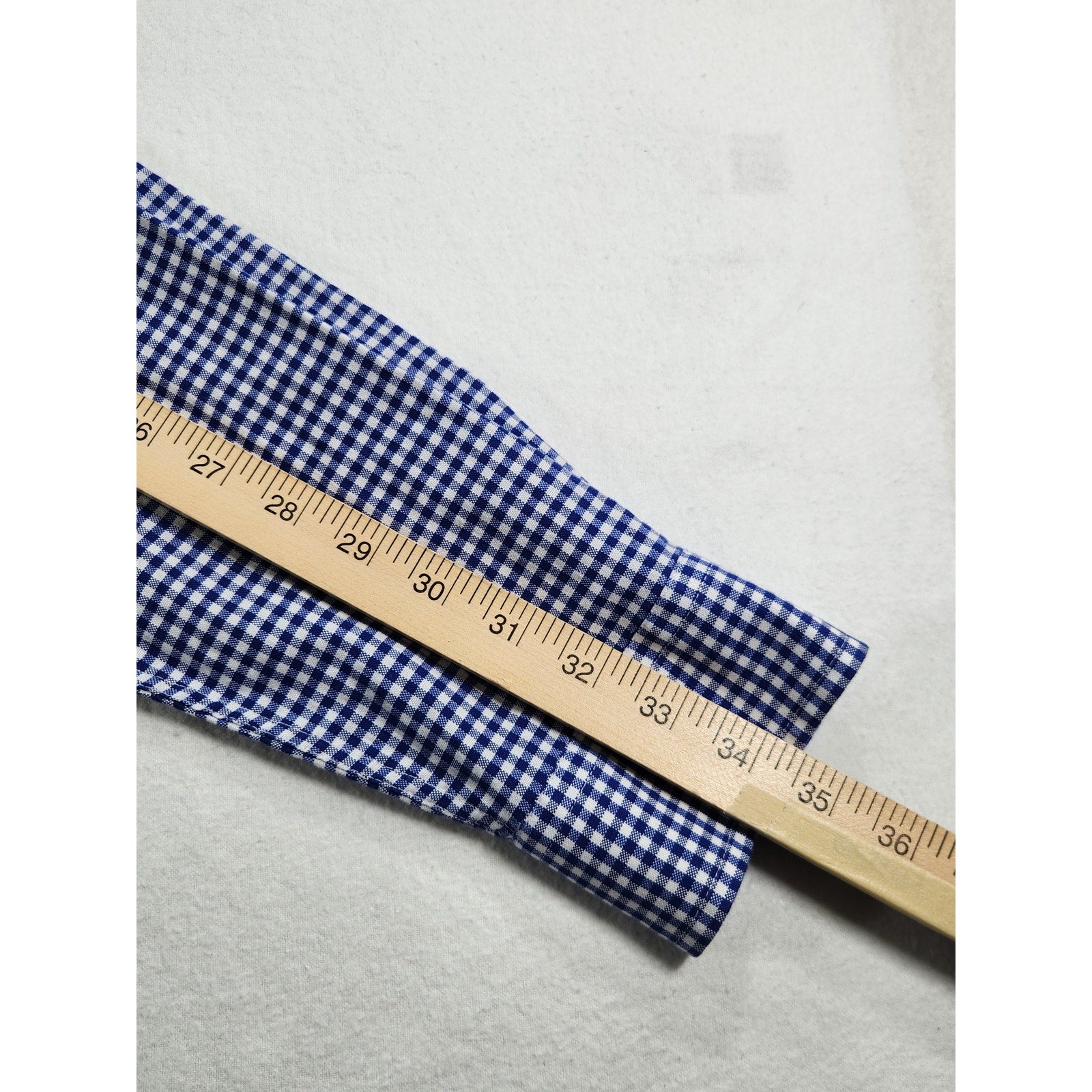 Saddlebred Men's Dress Shirt 17 34/35 Blue White Check Long Sleeve Button Up