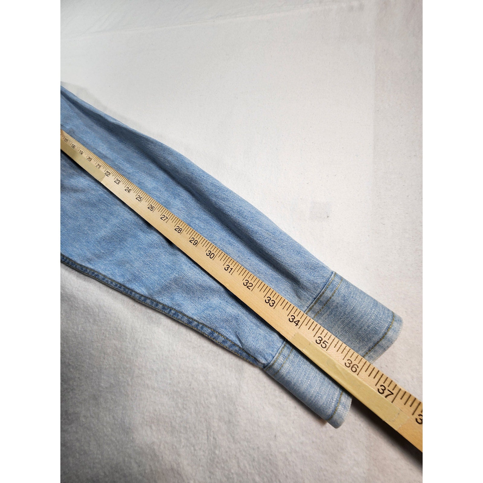 Route 66 Men's Lightweight Denim Button Up Shirt Blue L Long Sleeve